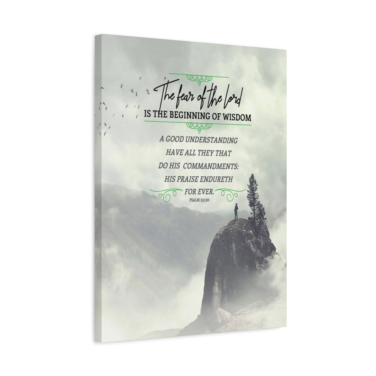 Scripture Canvas The Fear of The Lord Psalm 111:10 Christian Wall Art Bible Verse Print Ready to Hang