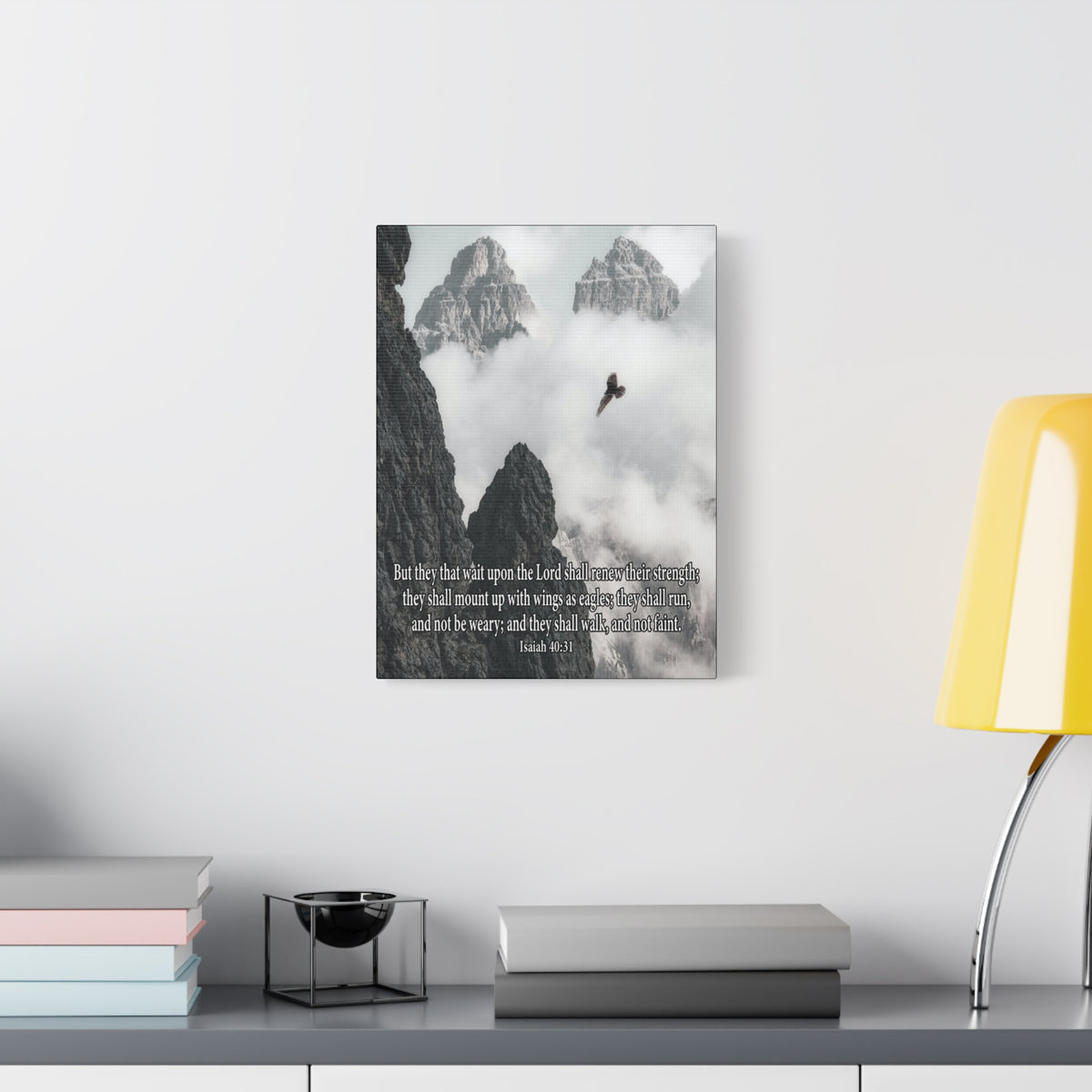 Scripture Canvas Wait Upon the Lord Isaiah 40:3 Christian Wall Art Bible Verse Print Ready to Hang