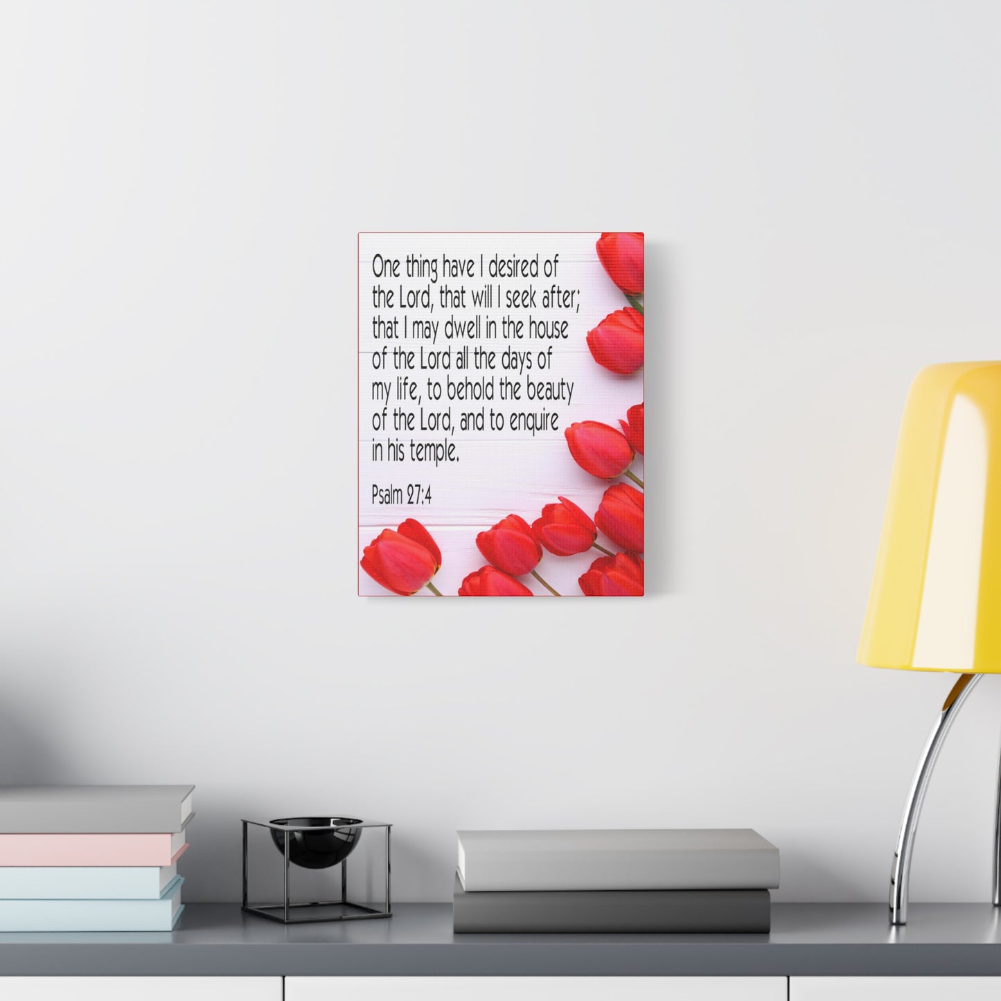 Scripture Canvas The Beauty of The Lord Psalm 27:4 Christian Wall Art Bible Verse Print Ready to Hang