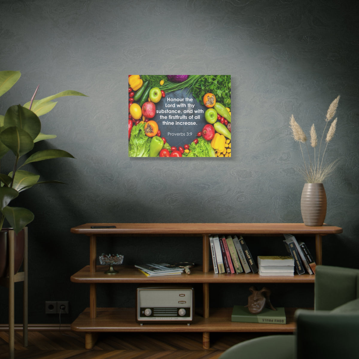 Scripture Canvas Firstfruits Proverbs 3:9 Wall Art Bible Verse Print Ready to Hang