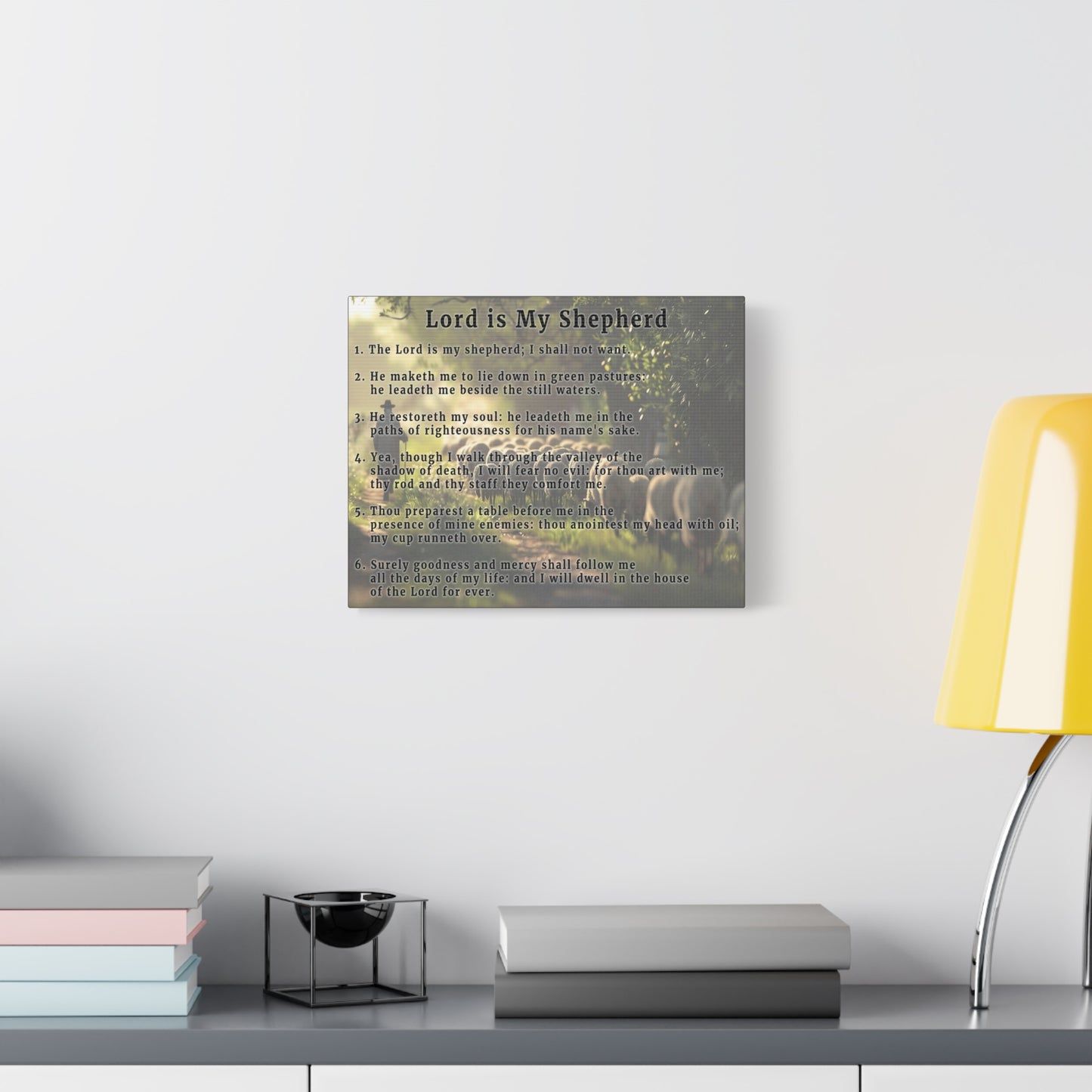 Scripture Walls Lord is My Shepherd Psalm 23 Green Bible Verse Canvas Christian Wall Art Ready to Hang Unframed