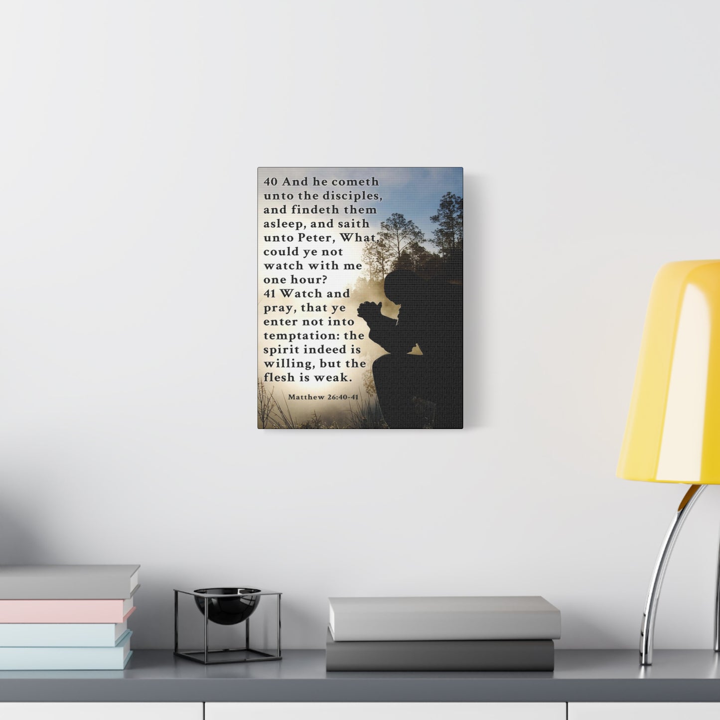 Matthew 26:40-41 Watch and Pray Bible Verse Canvas – Christian Wall Art, Ready to Hang