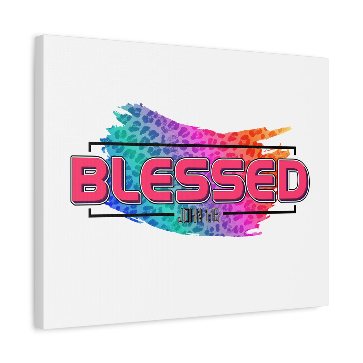 Scripture Canvas Blessed Rainbow John 1:16 Christian Wall Art Bible Verse Print Ready to Hang