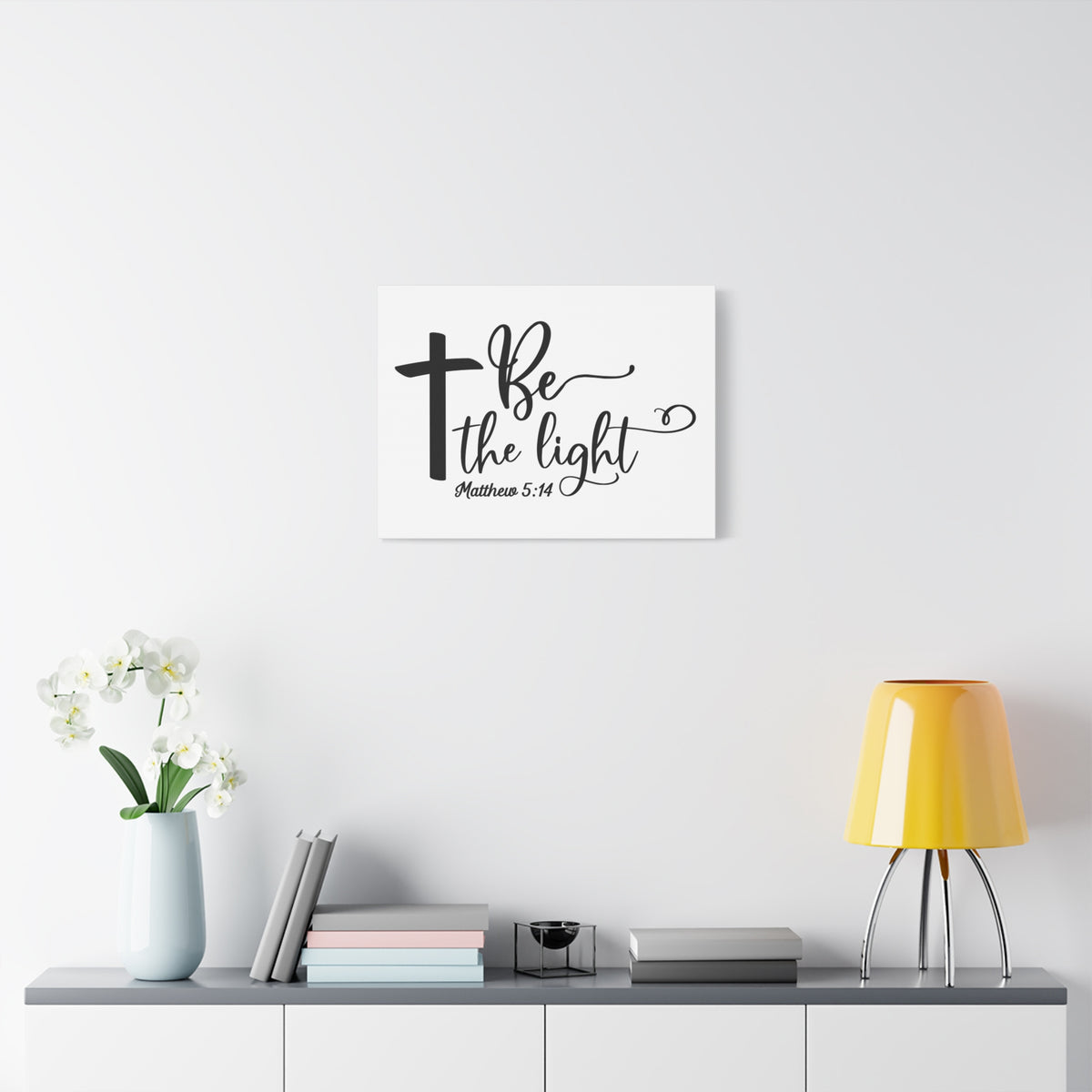 Scripture Canvas Be The Light Matthew 5:14 Christian Wall Art Bible Verse Print Ready to Hang