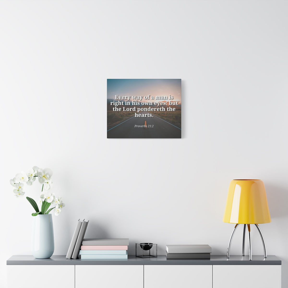 Scripture Canvas The Hearts Proverbs 21:2 Christian Wall Art Bible Verse Print Ready to Hang