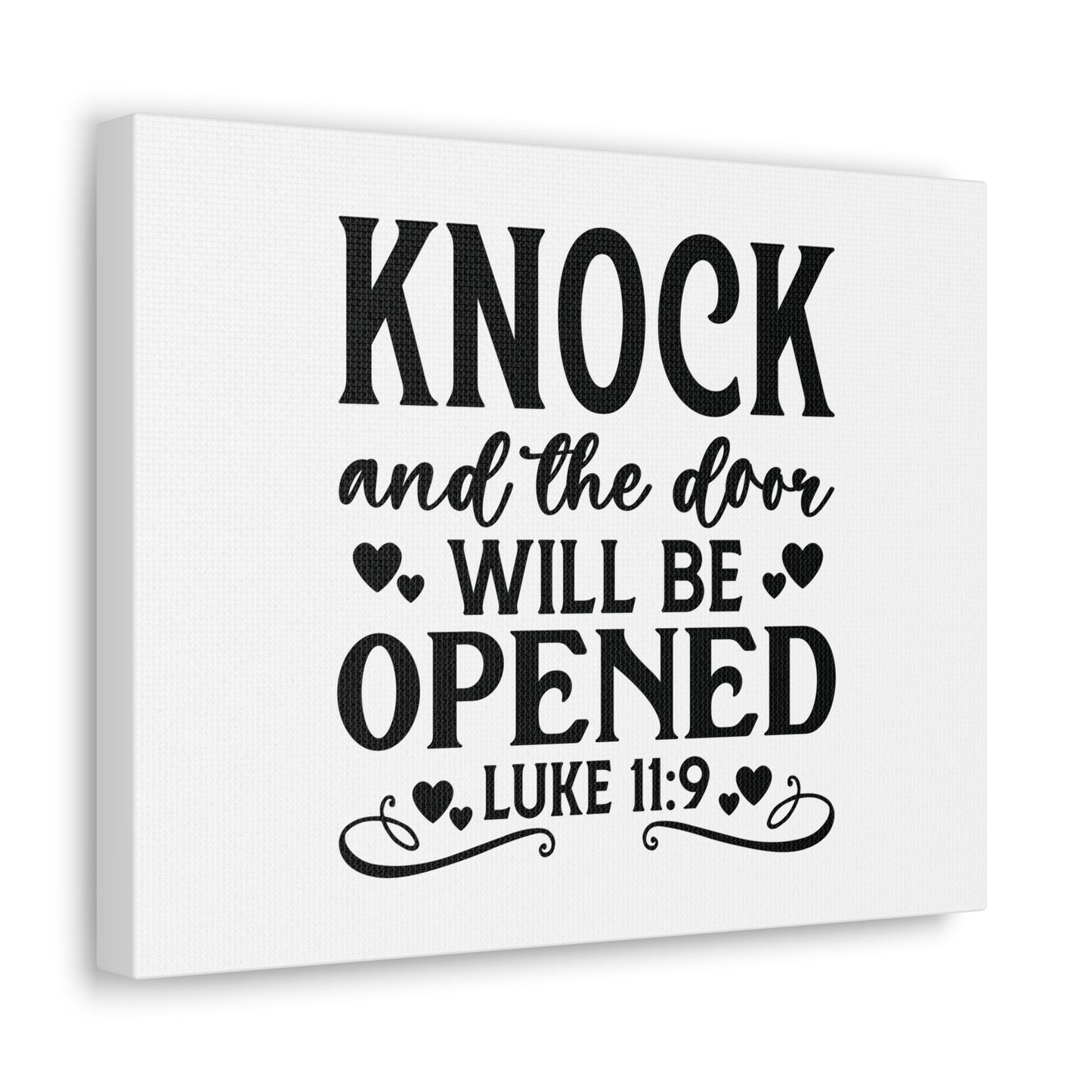 Will Be Opened Luke 11:9 Hearts Bible Verse Canvas Christian Wall Art Ready to Hang