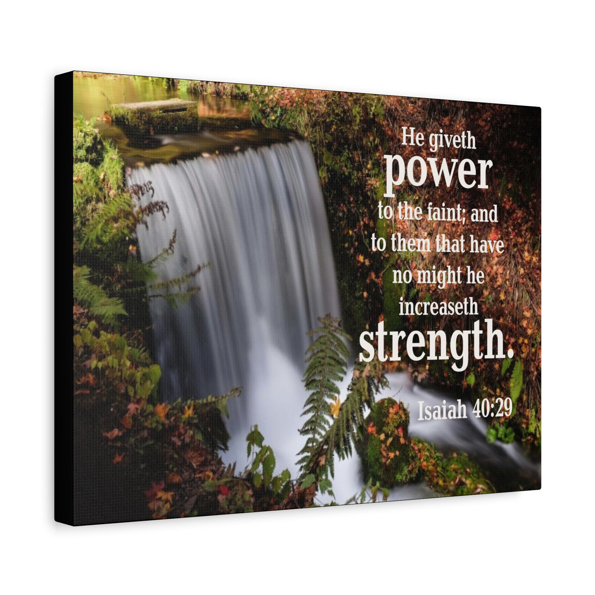 Scripture Canvas He Giveth Power and Strength Isaiah 40:29 Christian Wall Art Bible Verse Print Ready to Hang