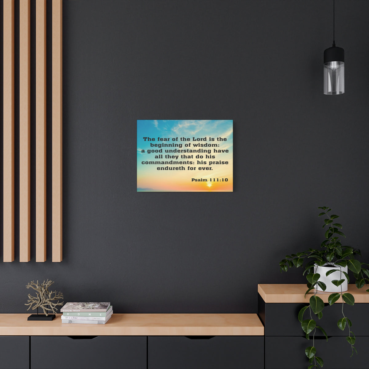 Bible Verse Canvas The Fear of The Lord is The Beginning of Wisdom Psalm 111:10 Christian Home Décor Wall Art Scripture Ready to Hang Faith Print