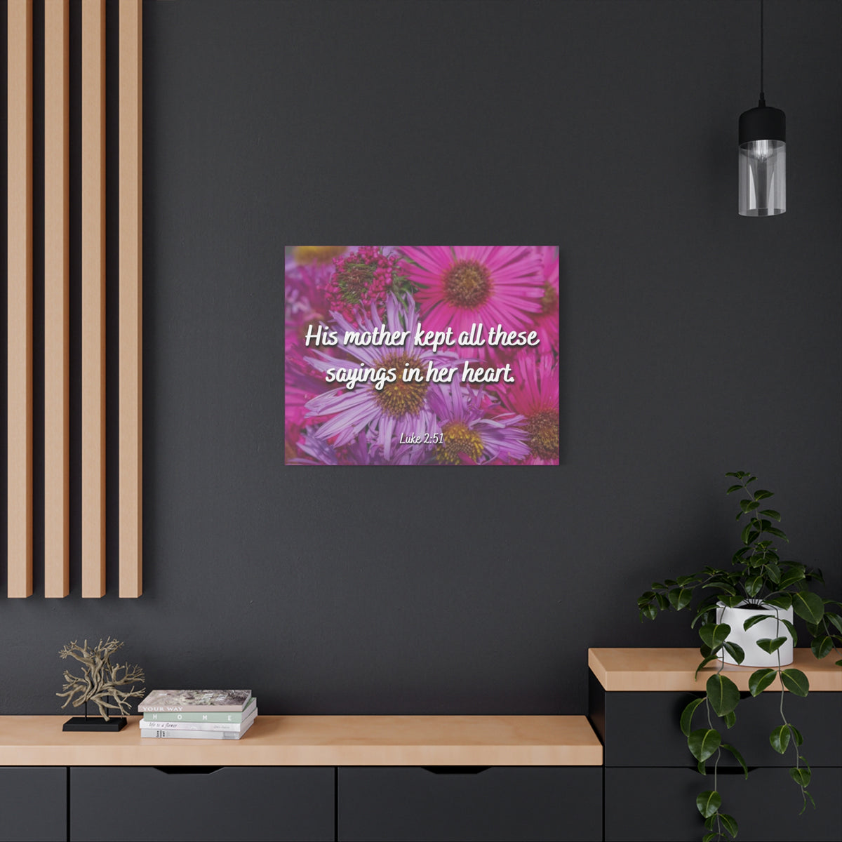 Scripture Canvas Sayings In Her Heart Luke 2:51 Christian Wall Art Bible Verse Print Ready to Hang