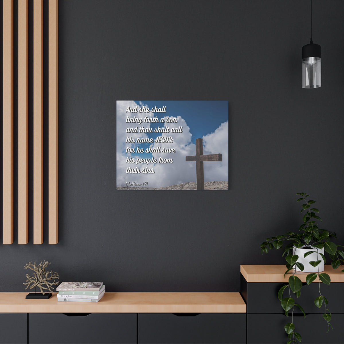 Scripture Canvas Save His People Matthew 1:21 Christian Wall Art Bible Verse Print Ready to Hang