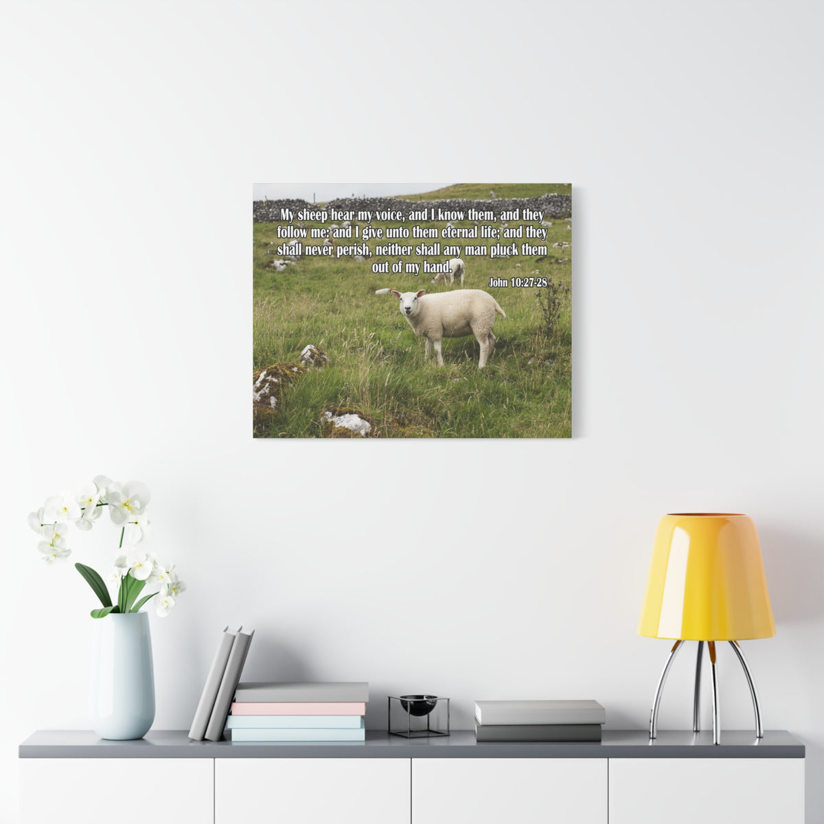 Scripture Canvas Hear My Voice John 10:27-28 Christian Wall Art Bible Verse Print Ready to Hang