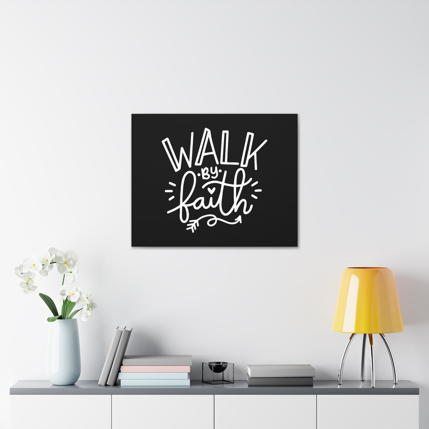 Walk By Faith 2 Corinthians 5:7 Arrow Outlined Christian Wall Art Bible Verse Print Ready to Hang