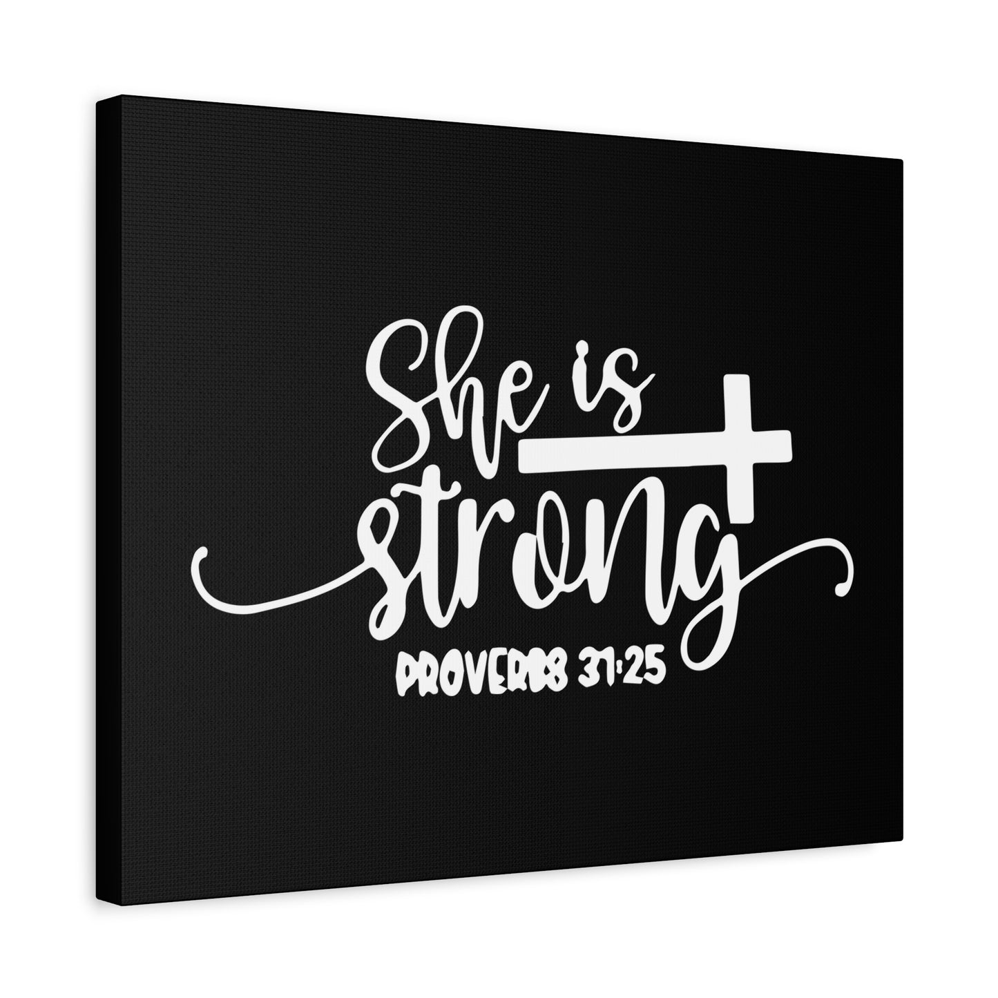 Scripture Canvas She Is Strong Proverbs 31:25 Christian Wall Art Bible Verse Print Ready to Hang