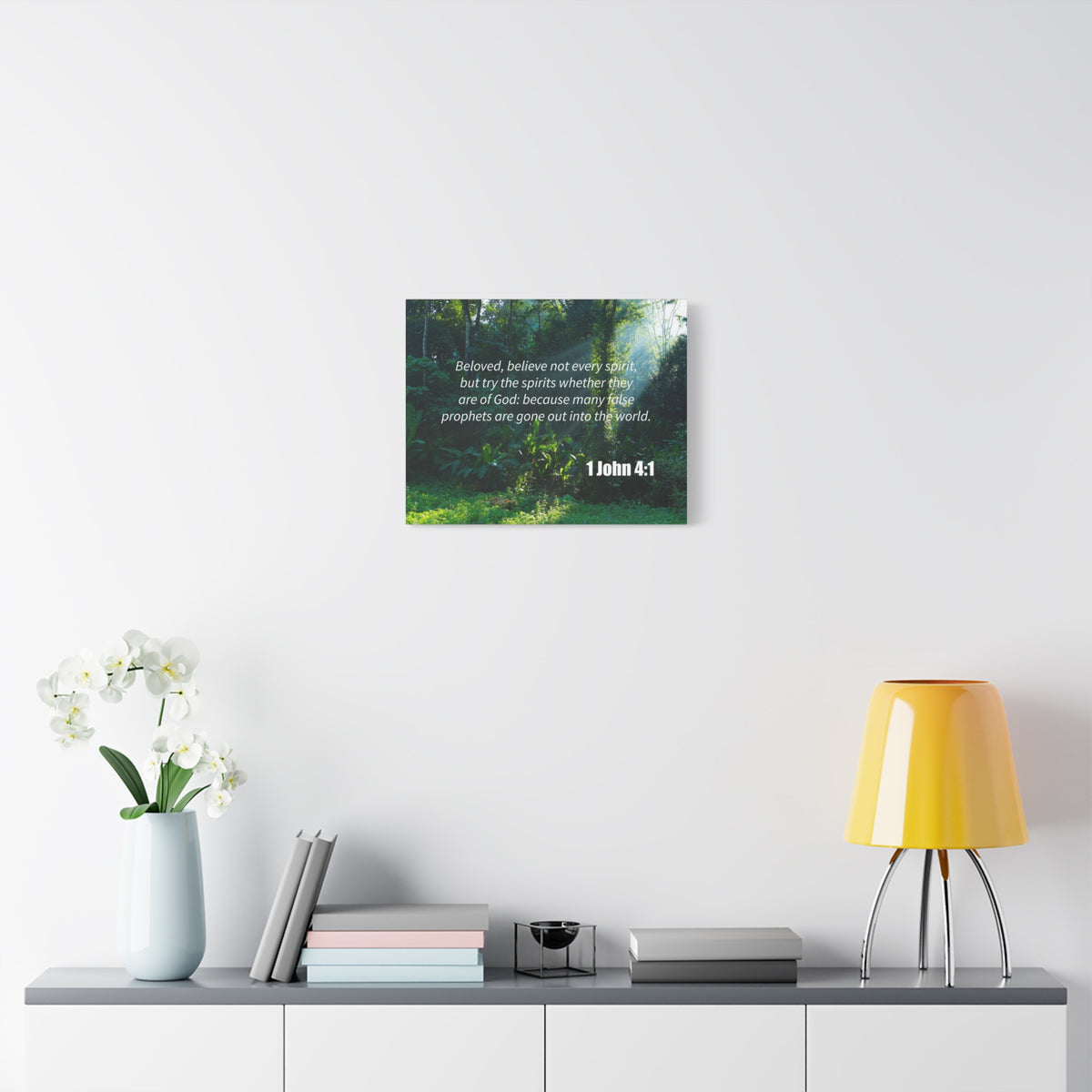 Scripture Canvas False Prophets 1 John 4:1 Christian Wall Art Bible Verse Print Ready to Hang