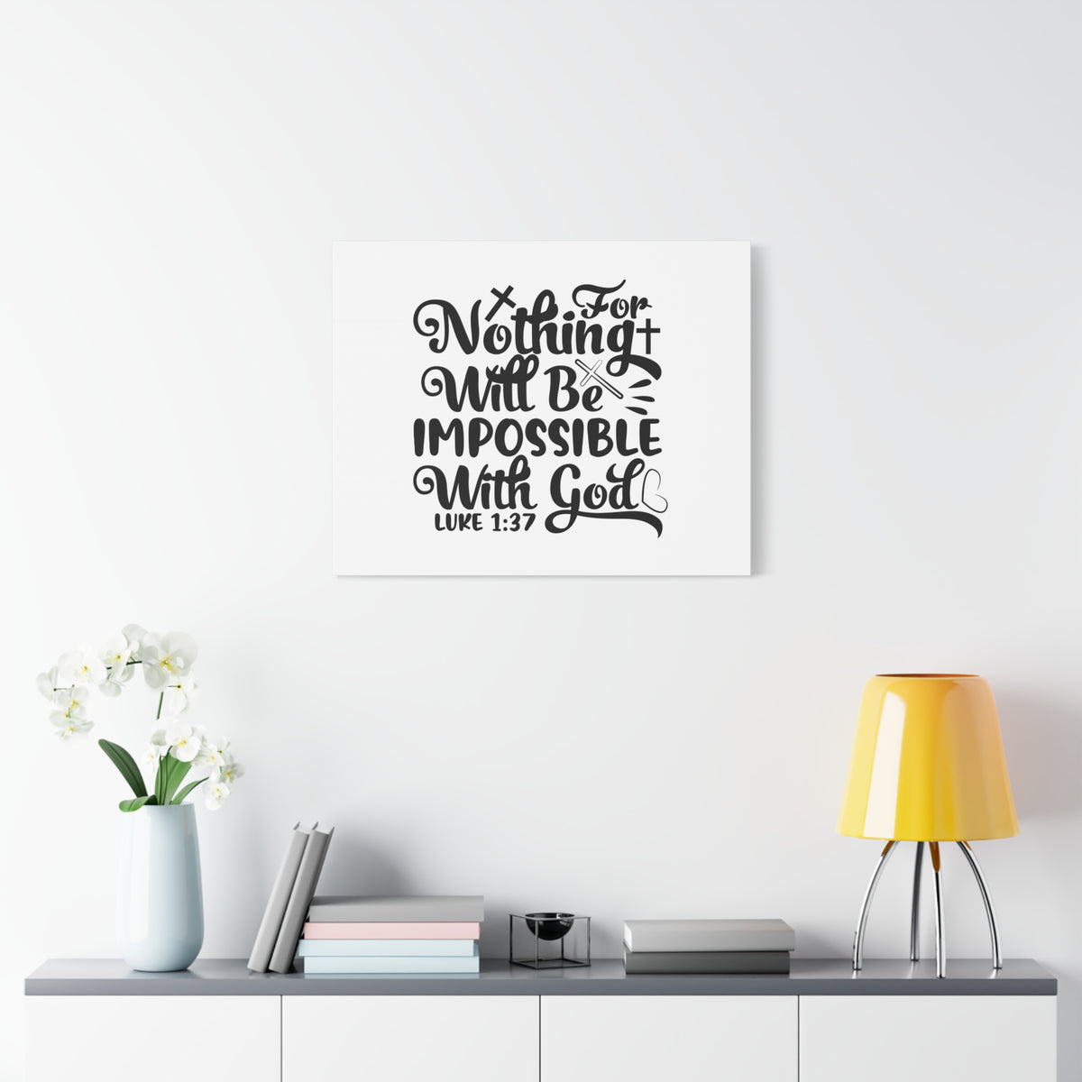 Scripture Canvas For Nothing Will Be Impossible Luke 1:37 Christian Wall Art Bible Verse Print Ready to Hang