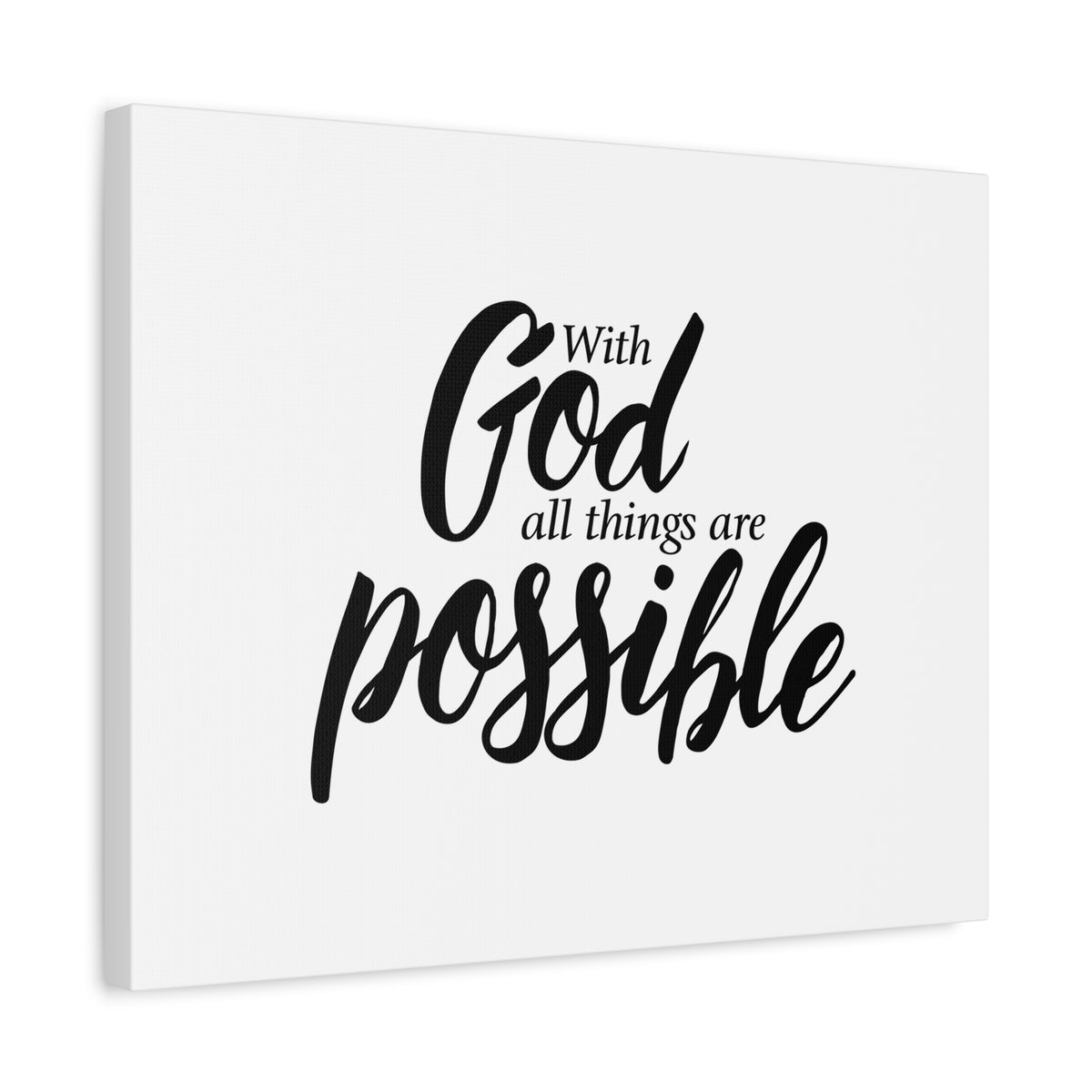 Scripture Canvas With God All Things are Possible Christian Wall Art Bible Verse Print Ready to Hang