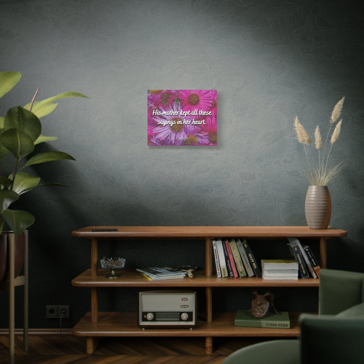 Scripture Canvas Sayings In Her Heart Luke 2:51 Christian Wall Art Bible Verse Print Ready to Hang