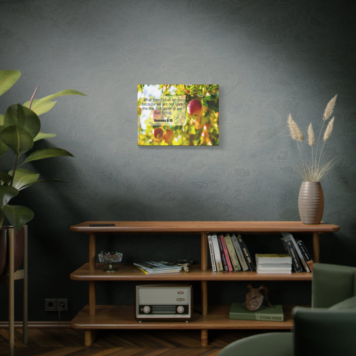 Scripture Canvas God Forbid Romans 6:15 Christian Wall Art Bible Verse Print Ready to Hang