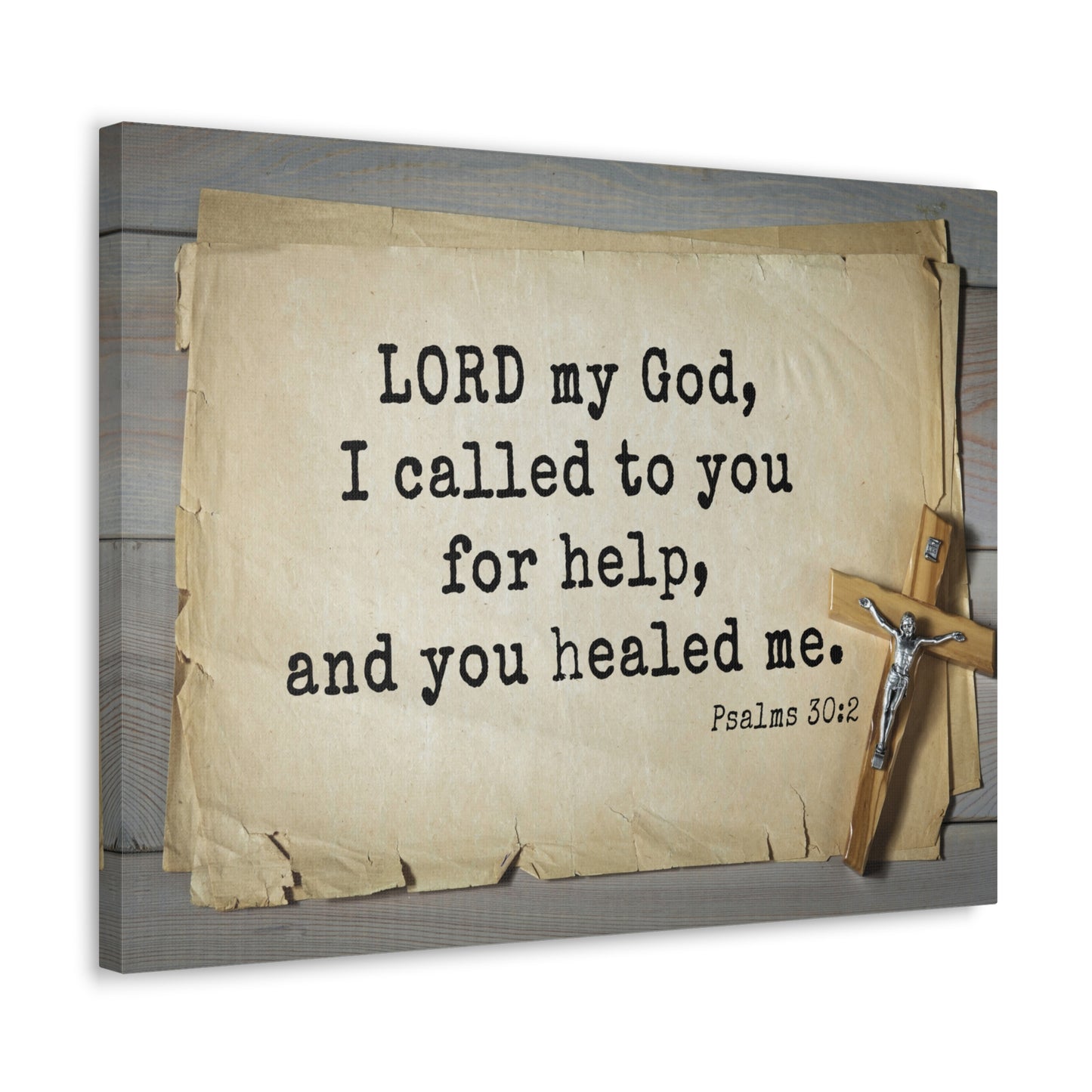 You Healed Me Psalms 30:2 Bible Verse Canvas Christian Wall Art Ready to Hang