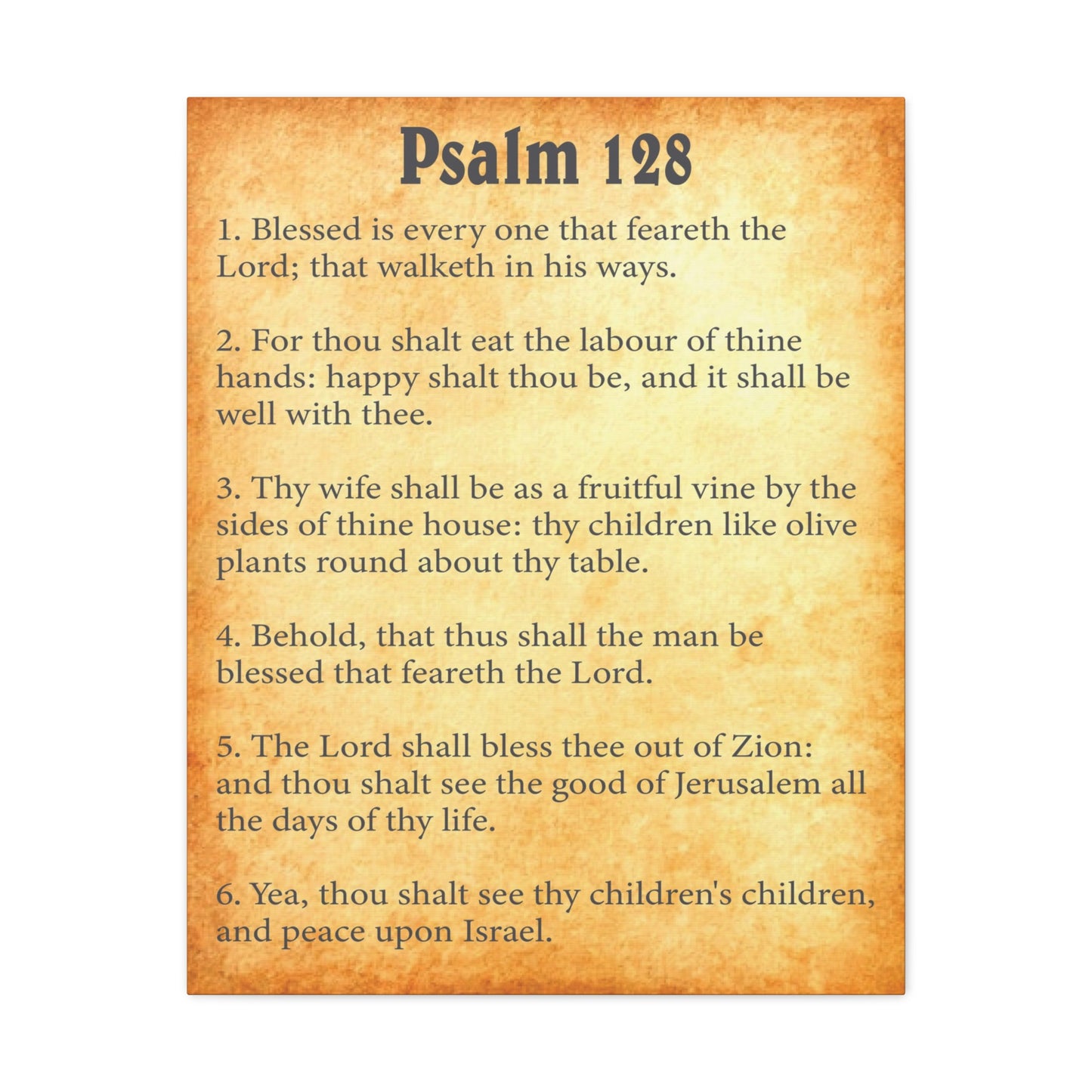 Psalm 128 Gold Bible Chapter Canvas Christian Wall Art Ready to Hang