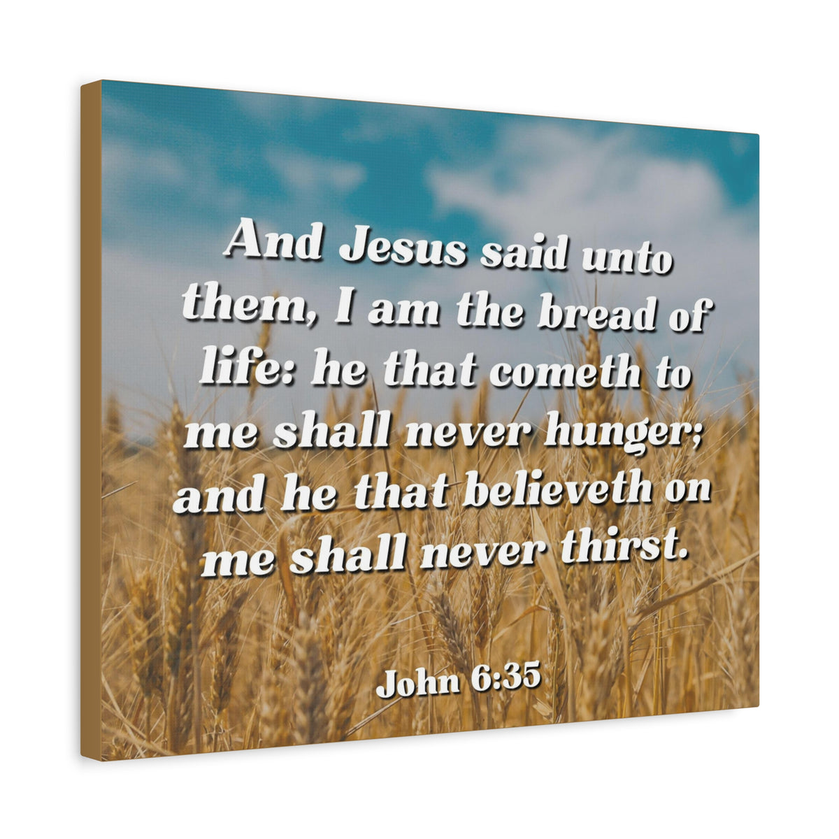Scripture Canvas Bread Of Life John 6:35 Christian Wall Art Bible Verse Print Ready to Hang