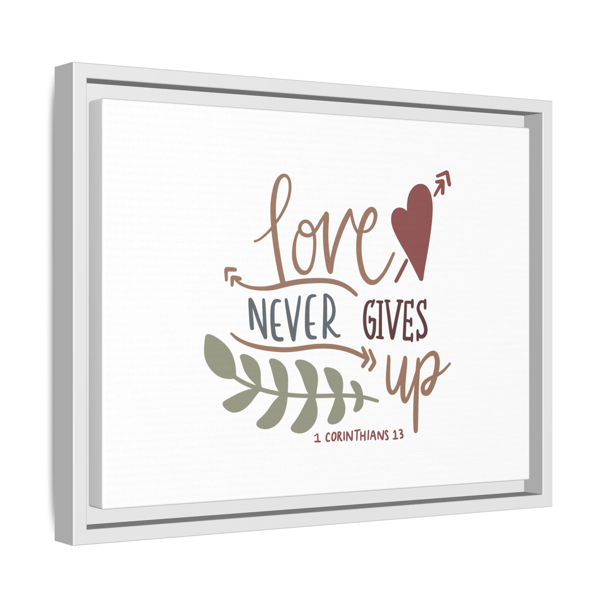 Scripture Canvas Love Never Gives Up 1 Corinthians 13 Christian Wall Art Bible Verse Print Ready to Hang