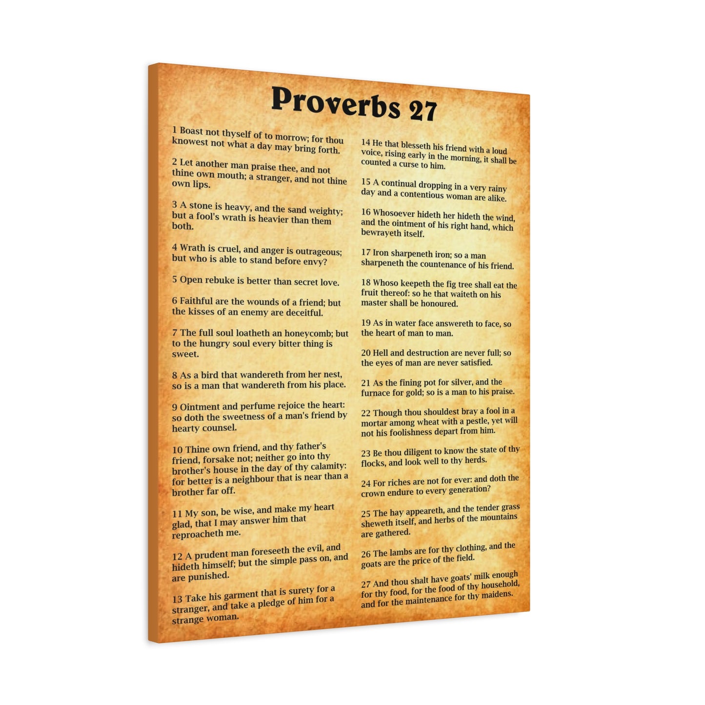 Scripture Walls Proverbs Chapter 27 Gold Bible Canvas Christian Wall Art Ready to Hang Unframed