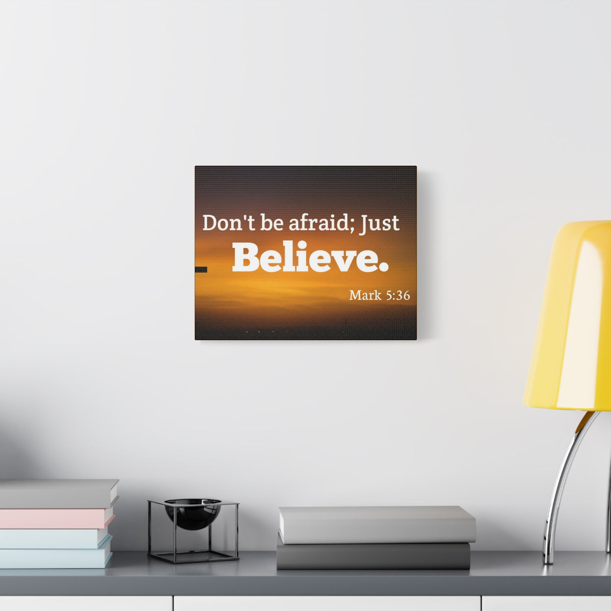 Scripture Canvas Believe Mark 5:36 Christian Wall Art Bible Verse Print Ready to Hang