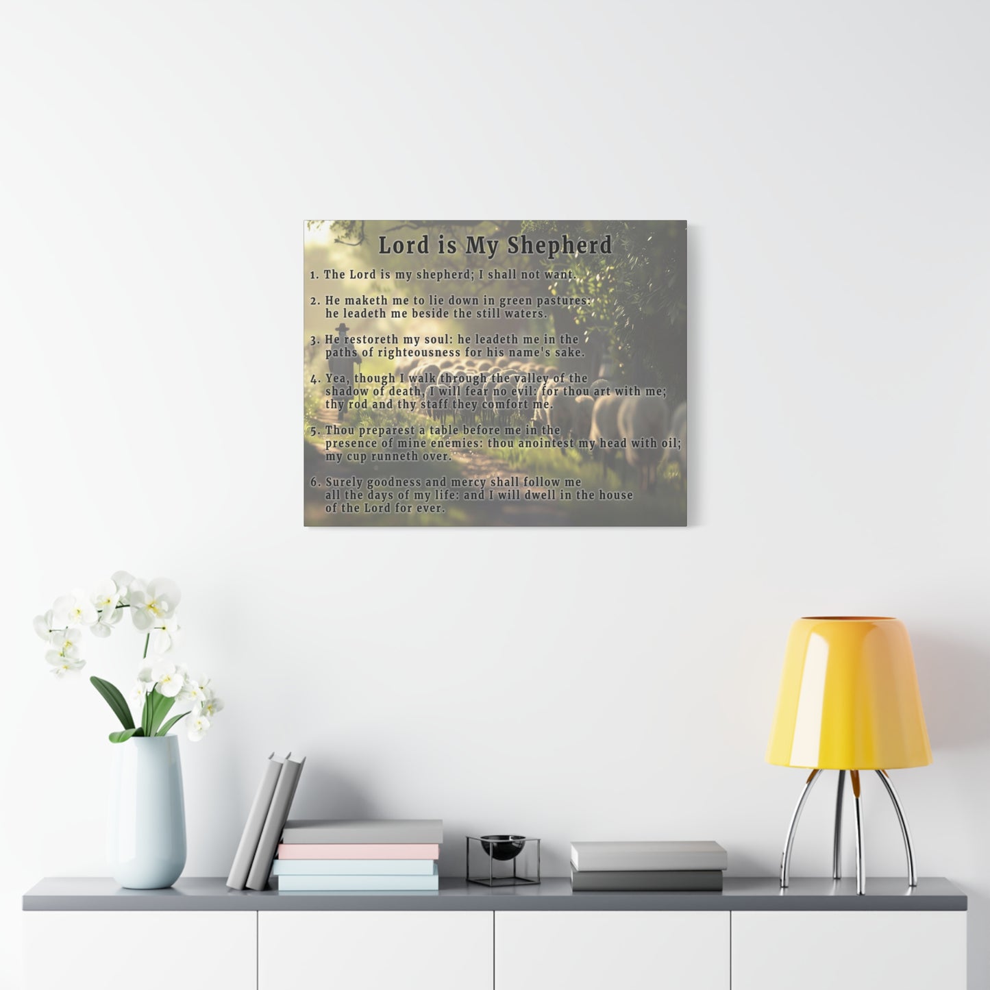 Scripture Walls Lord is My Shepherd Psalm 23 Green Bible Verse Canvas Christian Wall Art Ready to Hang Unframed