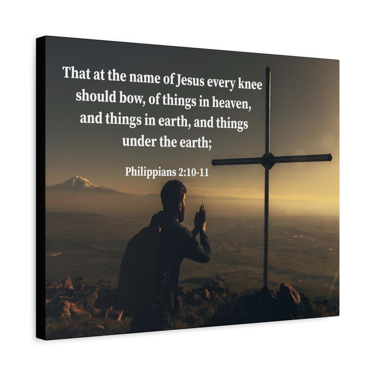 Scripture Canvas Every Knee Shall Bow Philippians 2:10-11 Christian Wall Art Bible Verse Print Ready to Hang