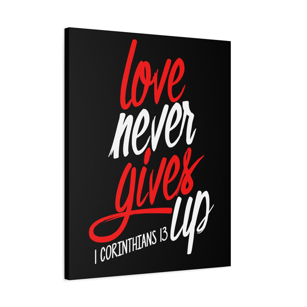 Scripture Canvas Love Never Gives Up 1 Corinthians 13 Christian Wall Art Bible Verse Print Ready to Hang