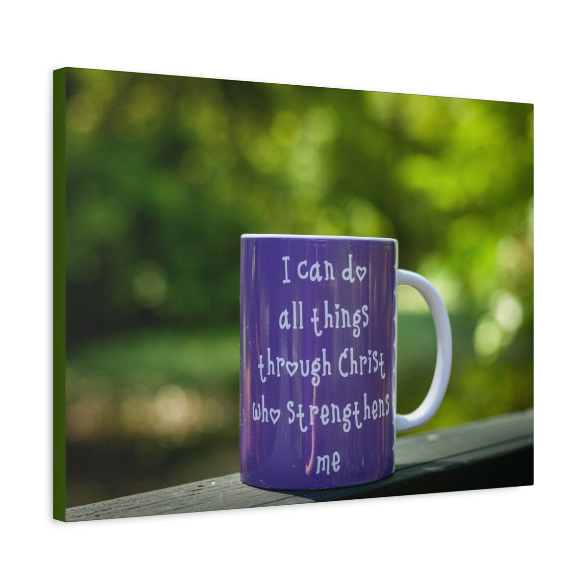 Scripture Canvas Strengthens Me Philippians 4:13 Purple Mug Christian Wall Art Bible Verse Print Ready to Hang