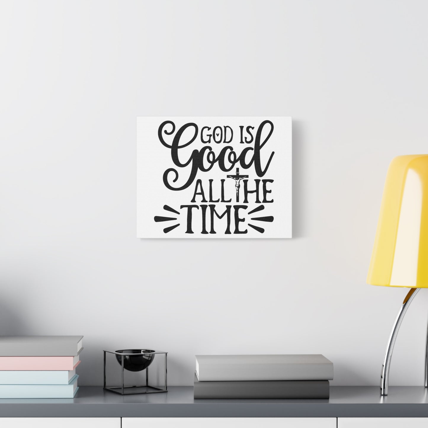 Scripture Walls God Is Good All The Time Psalm 34:8 Cross Christian Wall Art Print Ready to Hang