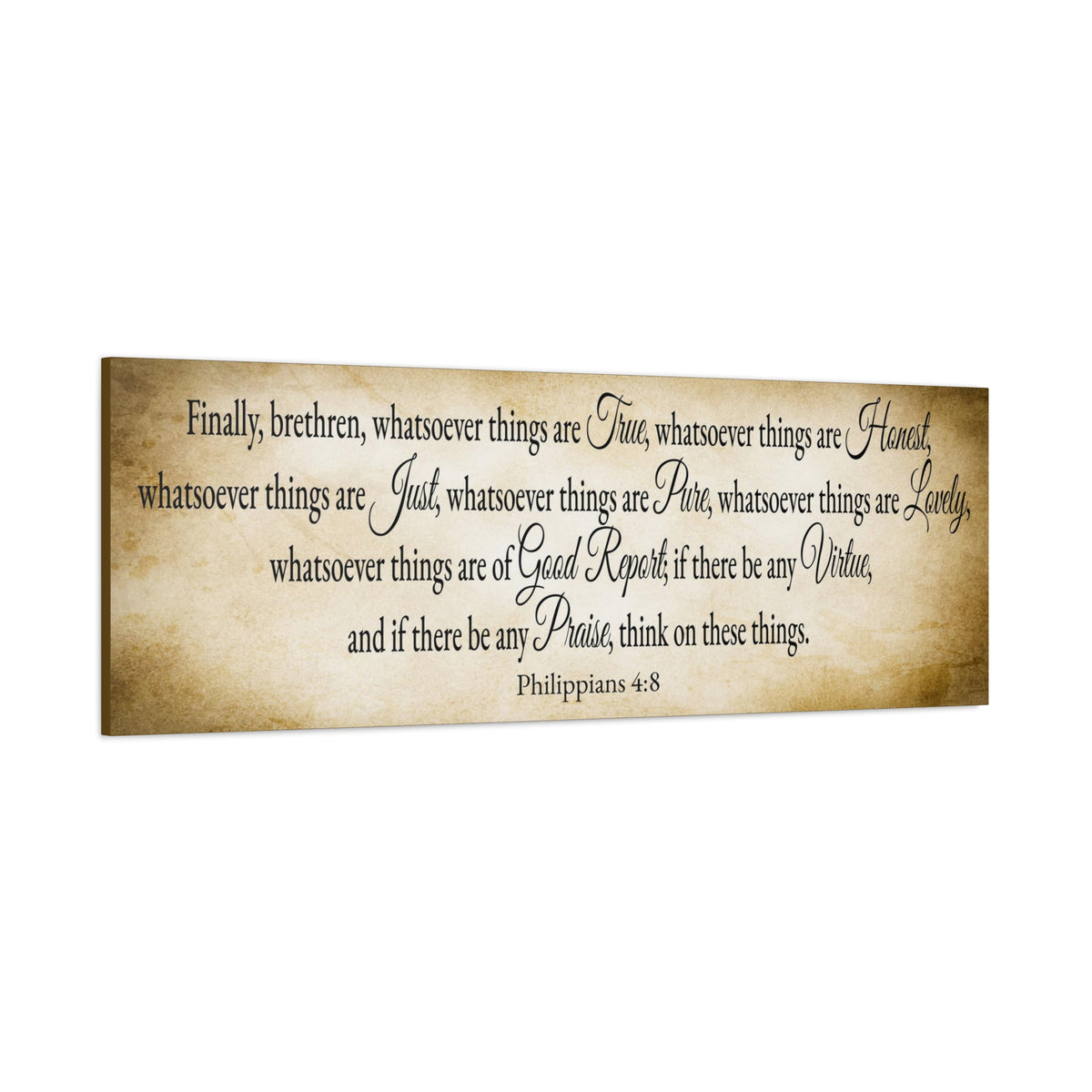 Scripture Walls Seeking Philippians 4:8 Gold Bible Verse Canvas Christian Wall Art Ready to Hang Unframed