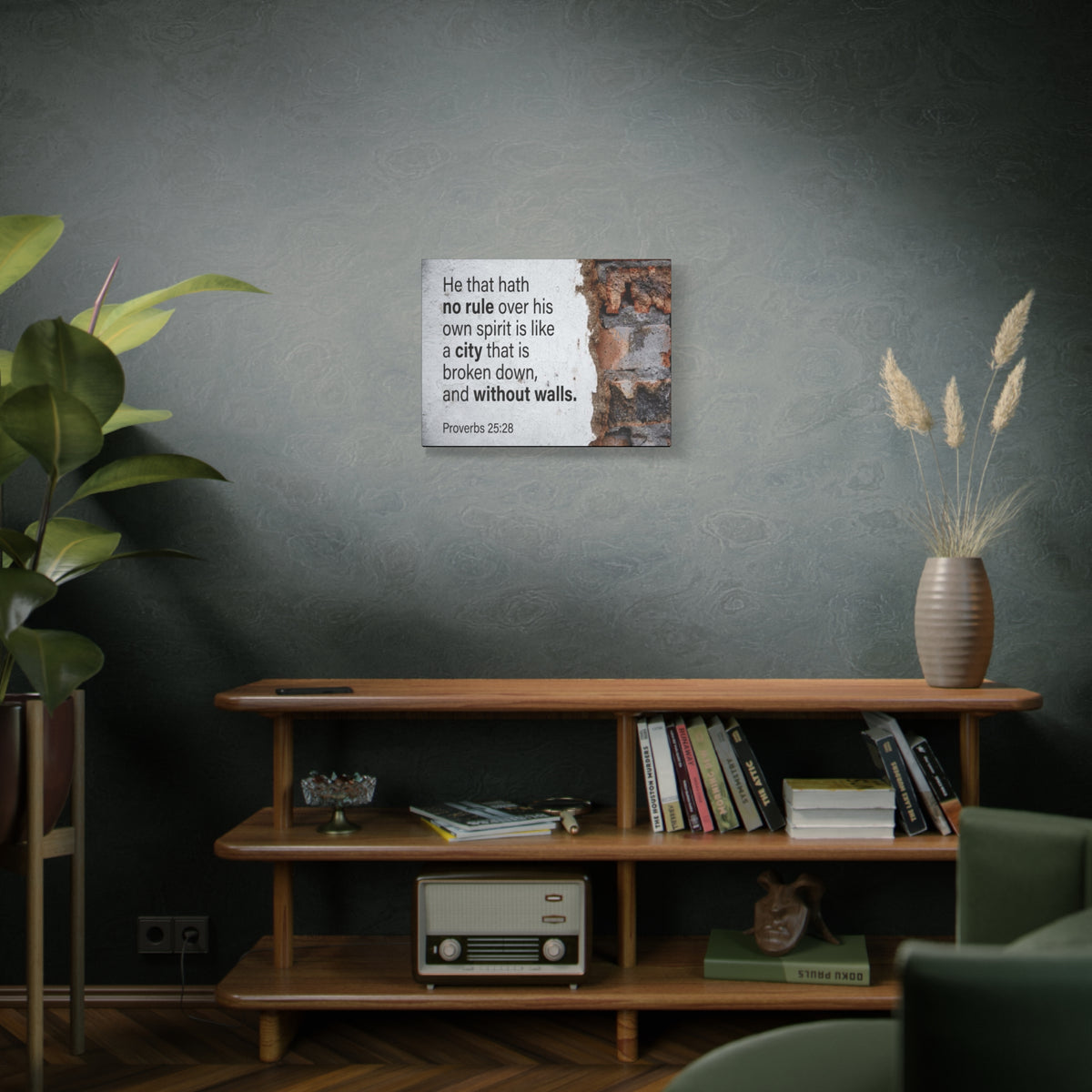 Scripture Canvas No Rule Without Walls Proverbs 25:28 Christian Wall Art Bible Verse Print Ready to Hang