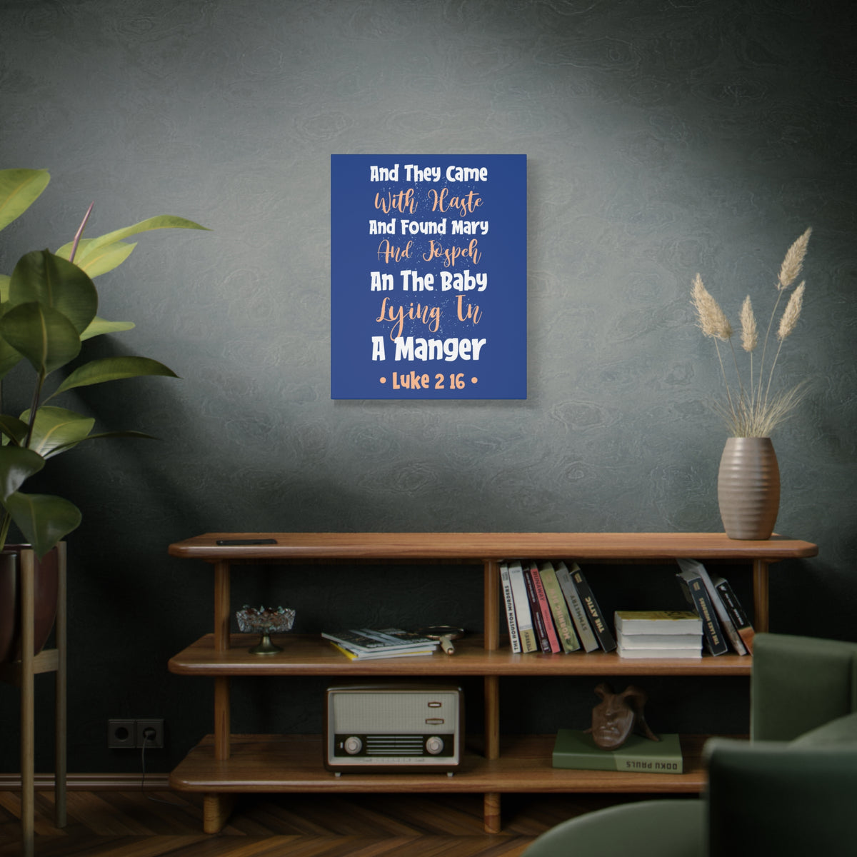 Scripture Canvas With Haste Luke 2:16 Christian Wall Art Bible Verse Print Ready to Hang