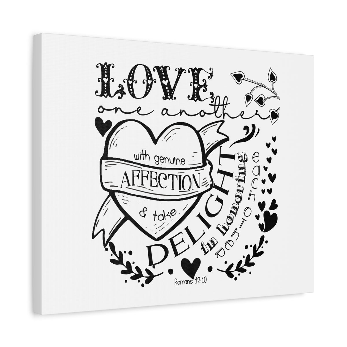 Scripture Canvas Love One Another Romans 12:10 Christian Wall Art Bible Verse Print Ready to Hang