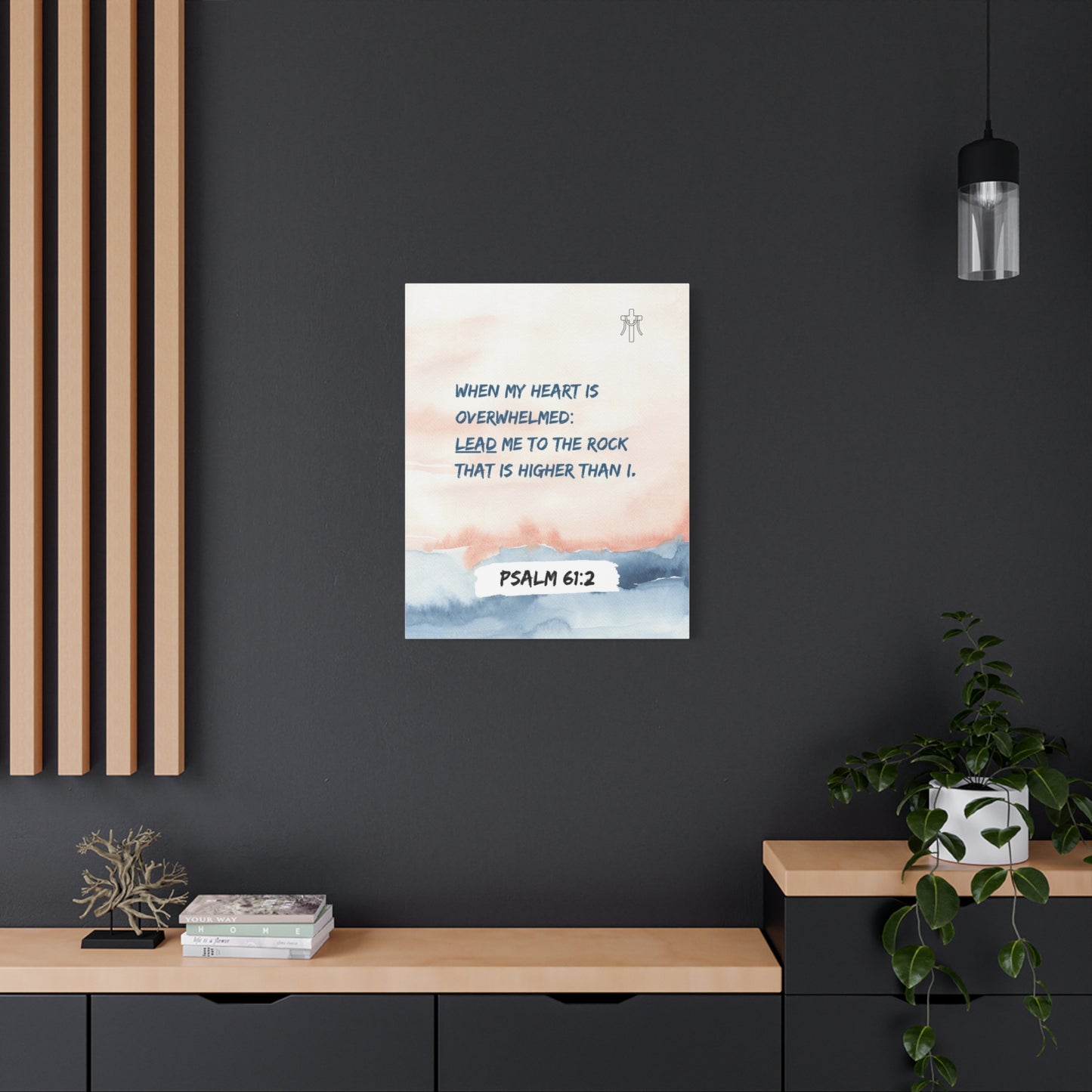 Scripture Walls Psalm 61:2 Lead Me to the Rock Bible Verse Canvas Christian Wall Art Ready to Hang Unframed