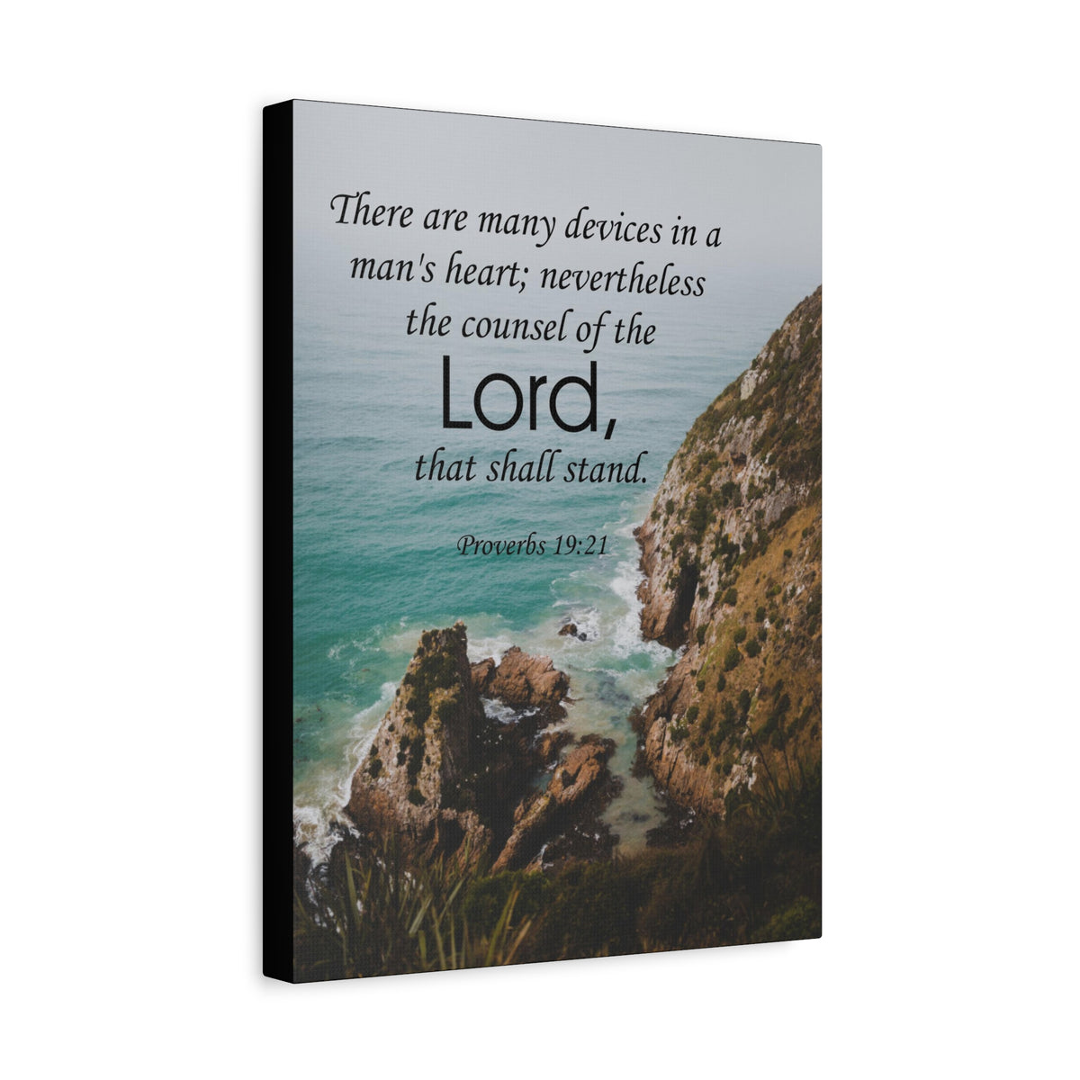 Scripture Canvas The Counsel of The Lord Proverbs 19:21 Christian Wall Art Bible Verse Print Ready to Hang