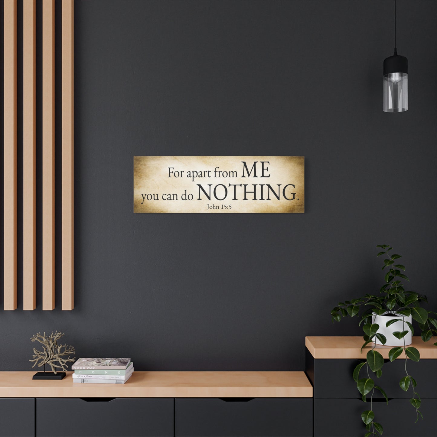 Scripture Walls John 15:5 For apart from me you can do nothing Gold Bible Verse Canvas Christian Wall Art Ready to Hang Unframed