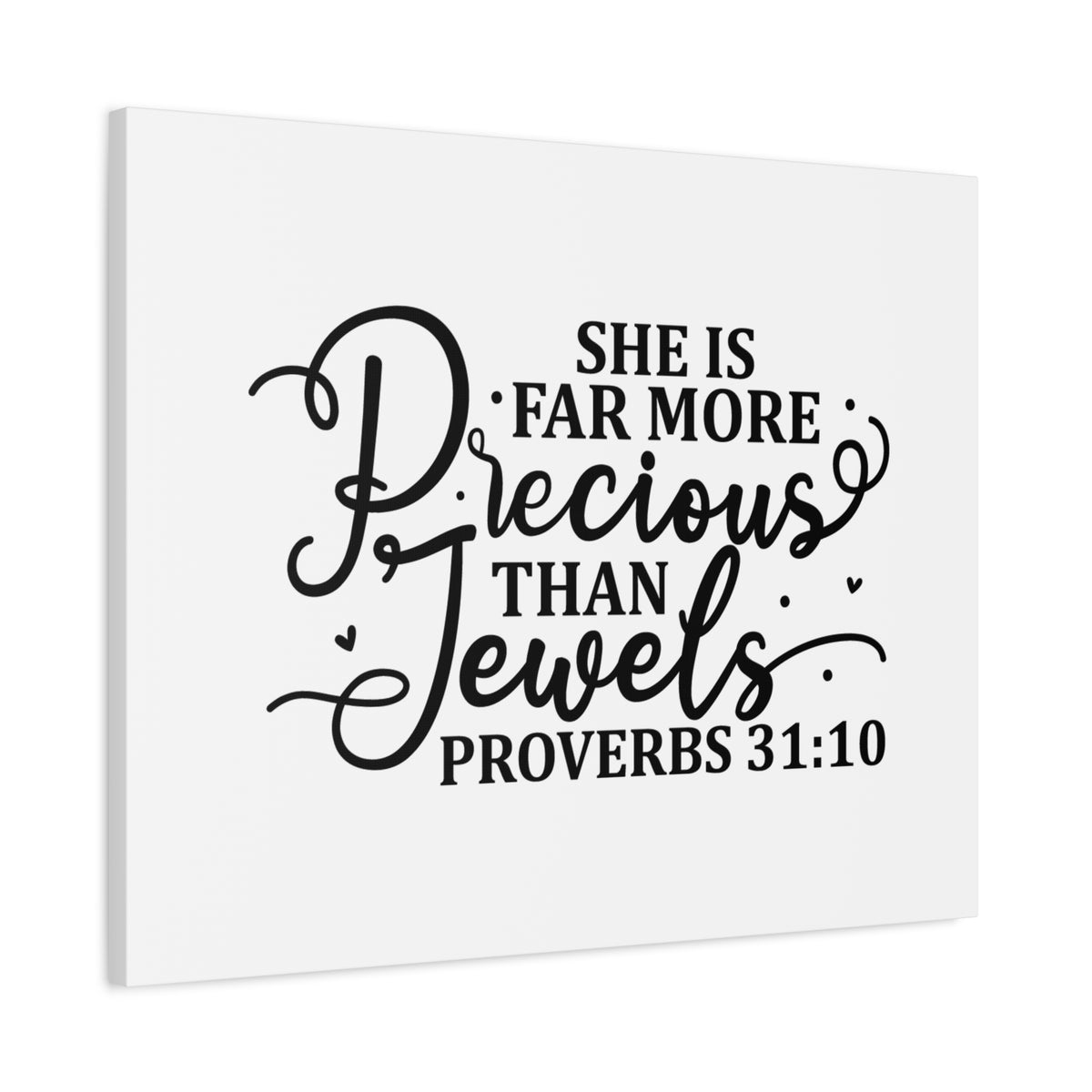 Scripture Canvas Far More Precious Proverbs 31:10 Christian Wall Art Bible Verse Print Ready to Hang