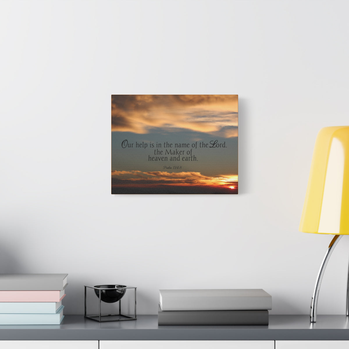Scripture Canvas Maker Heaven And Earth Psalm 124:8 Christian Wall Art Bible Verse Print Ready to Hang