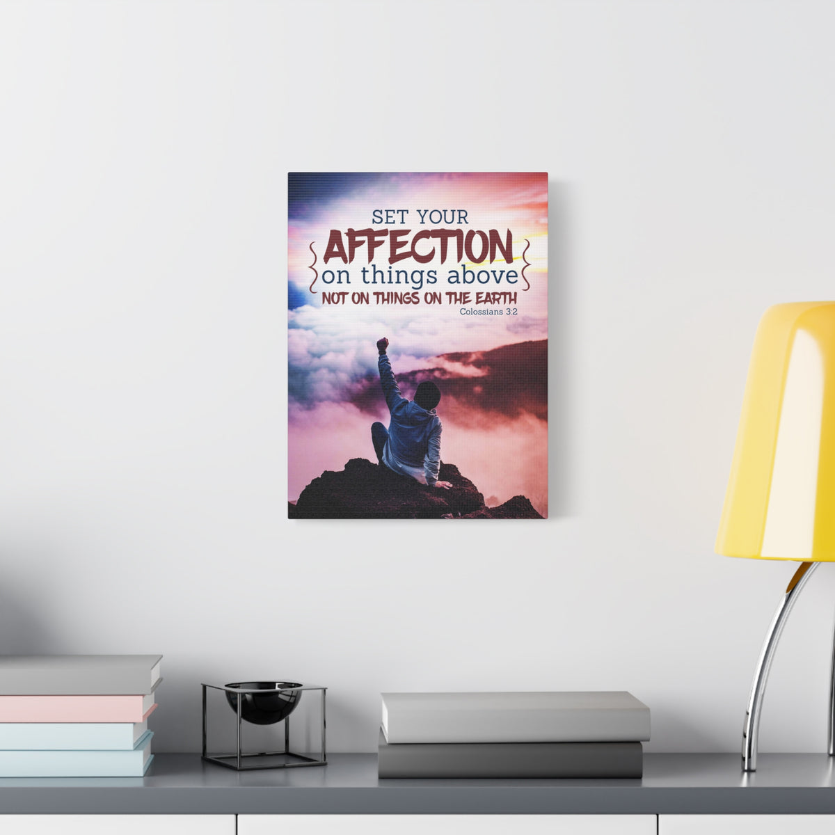 Scripture Canvas Set Your Affection Colossians 3:2 Christian Wall Art Bible Verse Print Ready to Hang