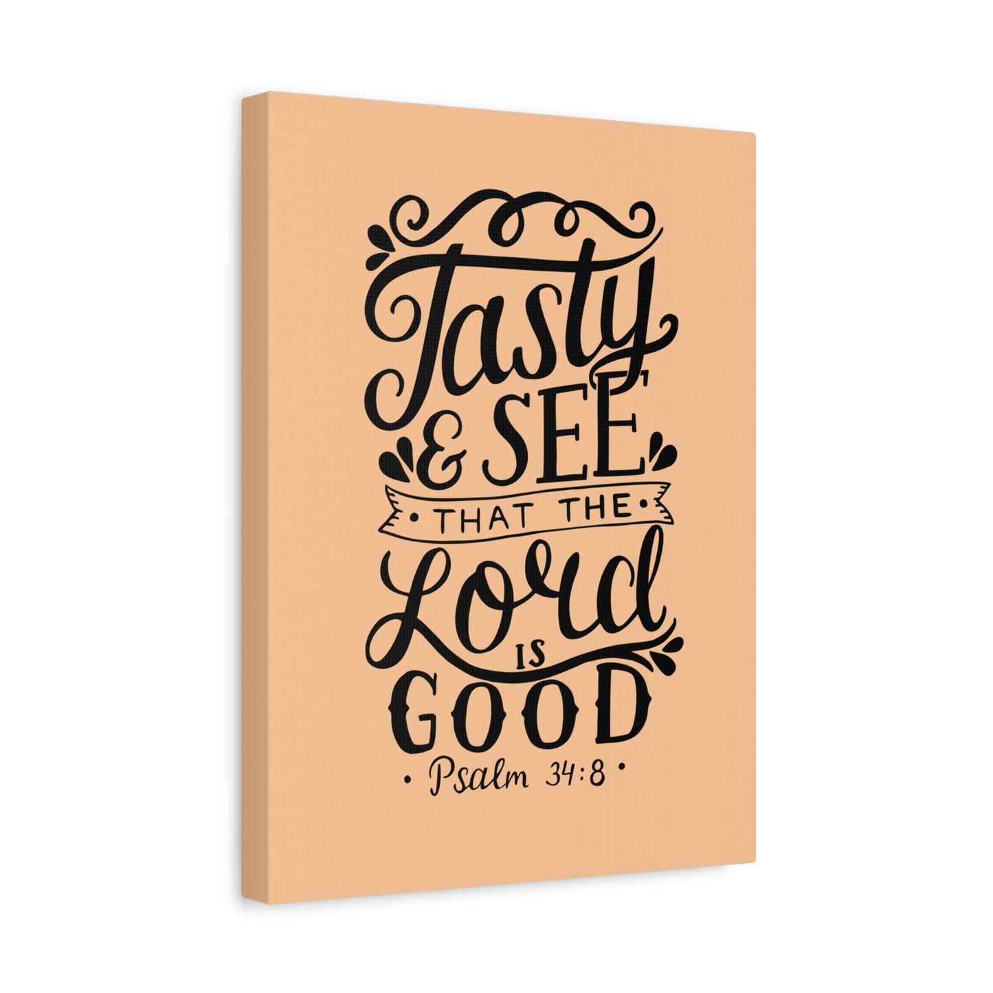 Scripture Canvas Tasty And See That Psalm 34:8 Christian Wall Art Bible Verse Print Ready To Hang