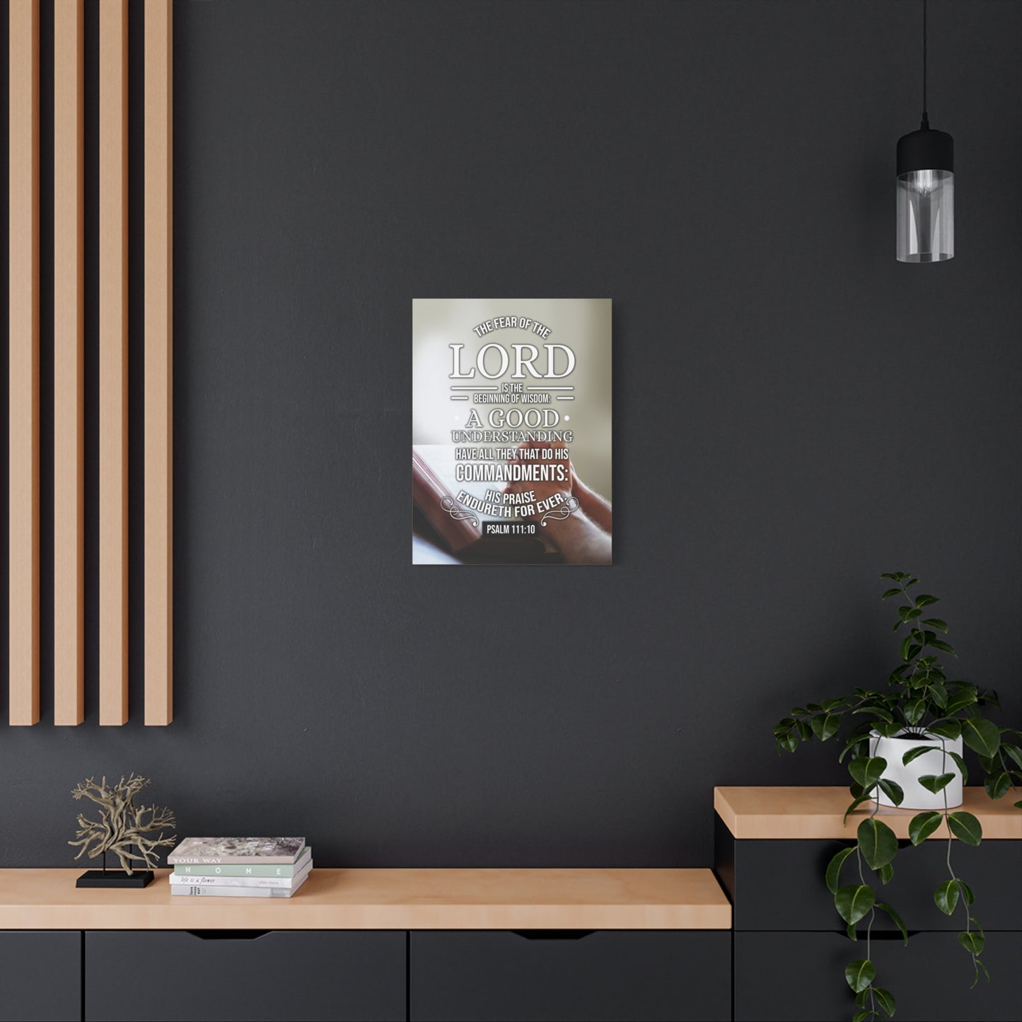 Scripture Canvas The Fear of The Lord Psalm 111:10 Christian Wall Art Bible Verse Print Ready to Hang