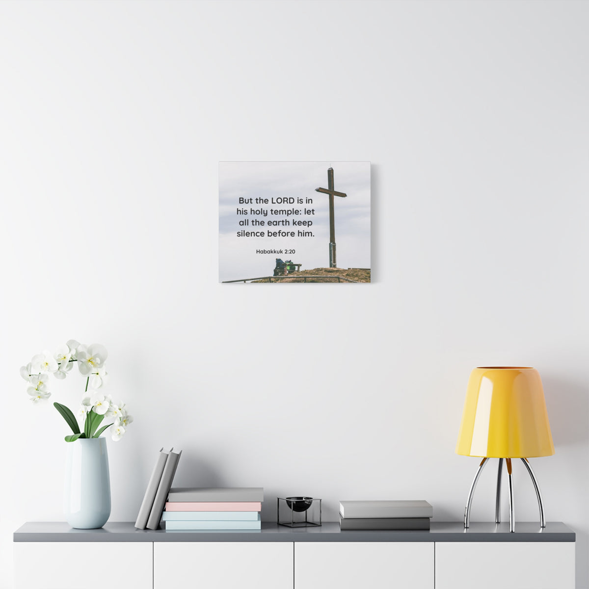 Scripture Canvas Holy Temple Habakkuk 2:20 Christian Wall Art Bible Verse Print Ready to Hang