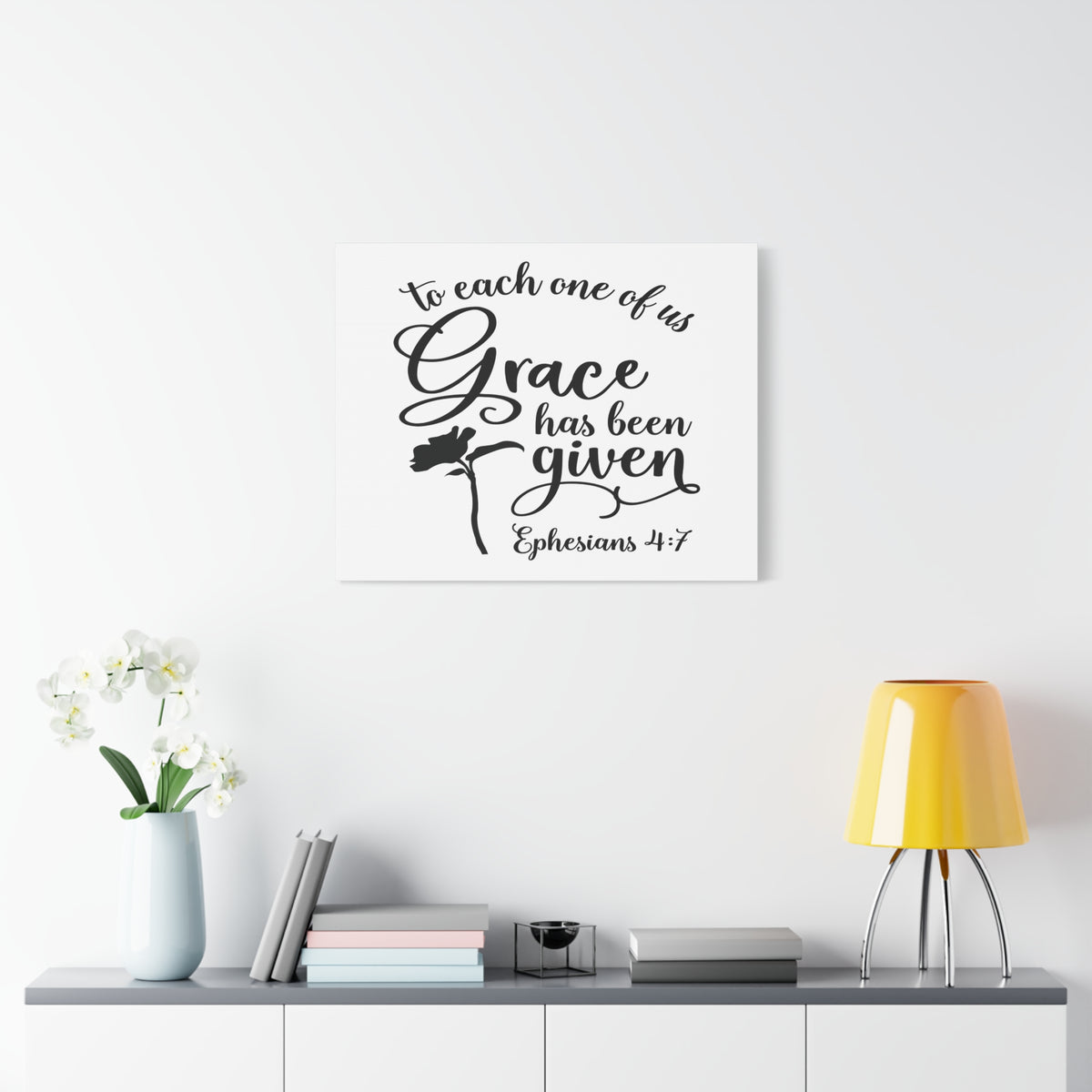 Scripture Canvas Grace Has Been Ephesians 4:7 Christian Wall Art Bible Verse Print Ready to Hang