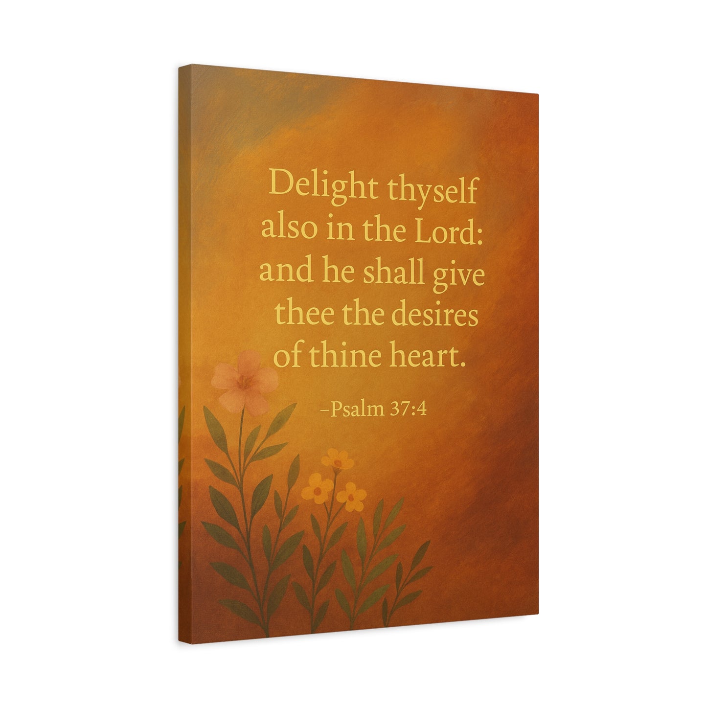 Bible Verse Canvas Psalm 37:4 Christian Home Décor Wall Art Scripture Ready to Hang Faith Print