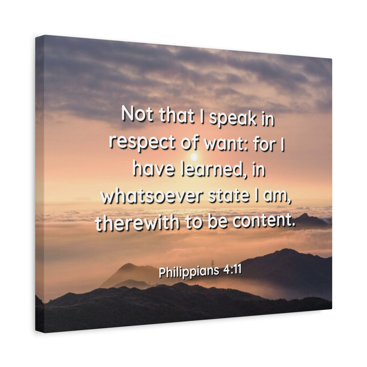 Scripture Canvas Respect Of Want Philippians 4:11 Christian Wall Art Bible Verse Print Ready to Hang