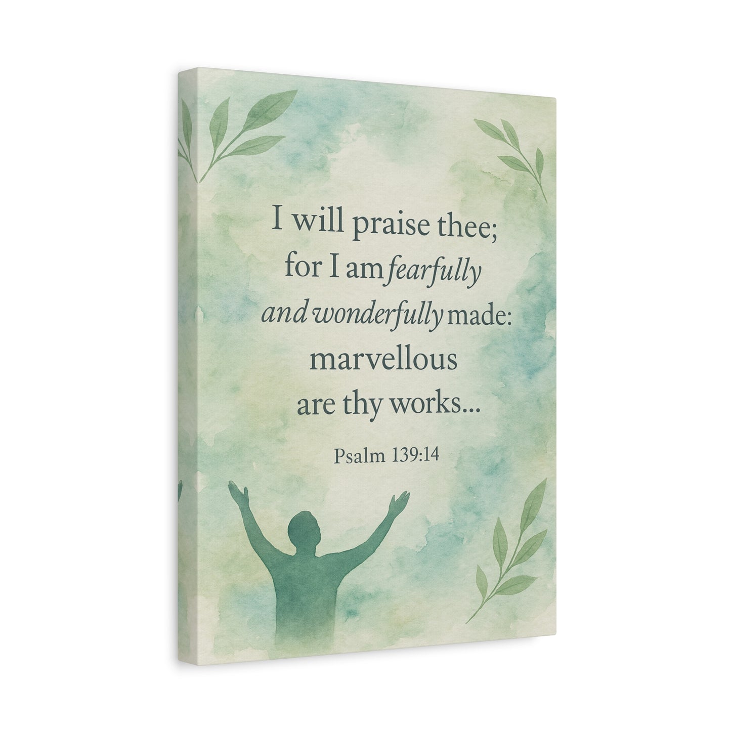 Bible Verse Canvas Psalm 139:14 Christian Home Décor Wall Art Scripture Ready to Hang Faith Print